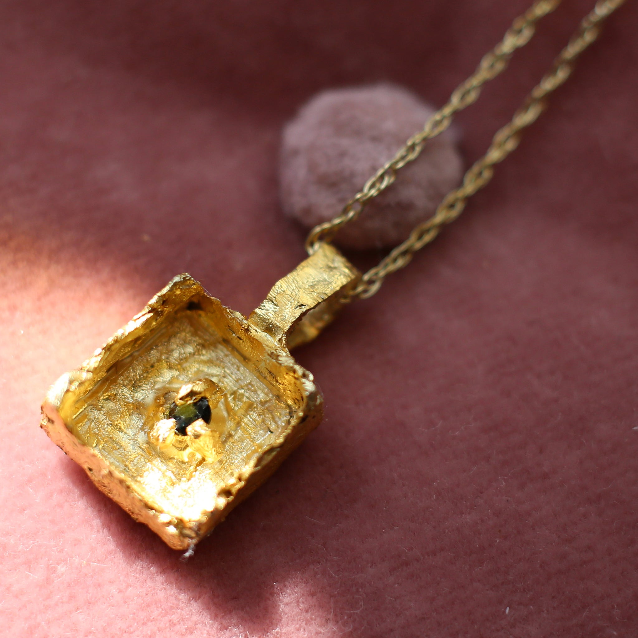 Quadrata Sunken Green Tourmaline Amulet